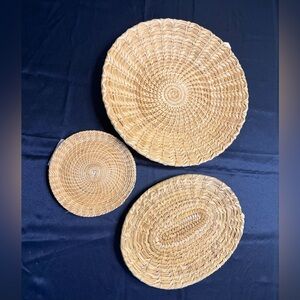 Set Of 3 Vintage Papago Native American Handwoven Baskets